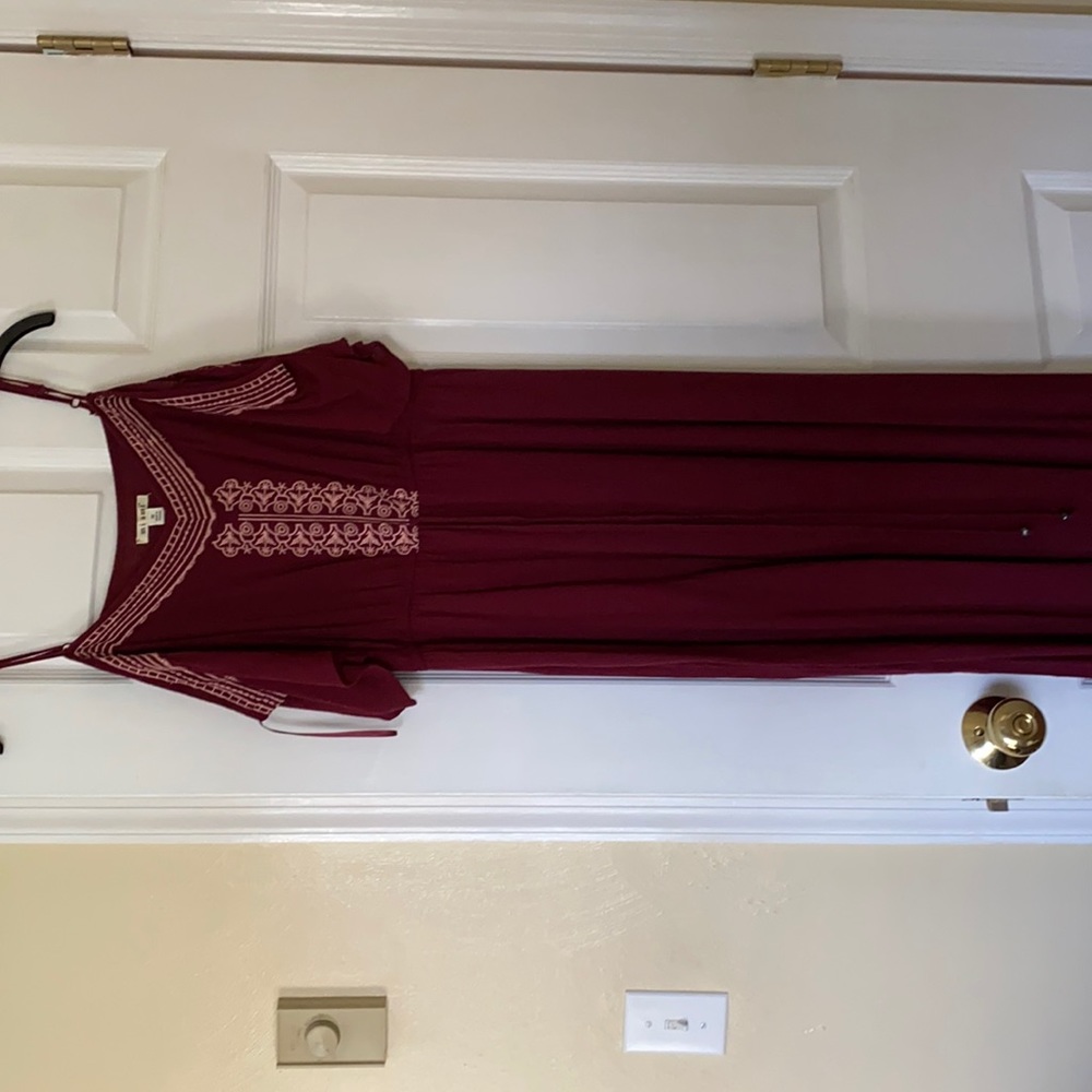 Long maroon and pink dress